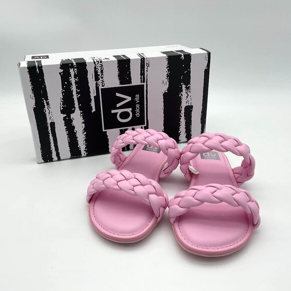 DV Dolce Vita Girls Sz 2 Band Braided Careena Pink Flat Sandal NEW in Box - Picture 1 of 8